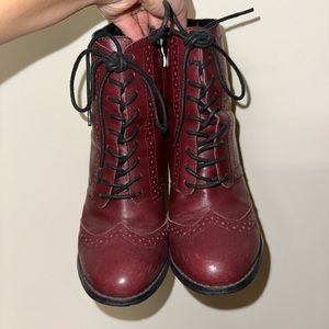 Oxford bootie burgundy red